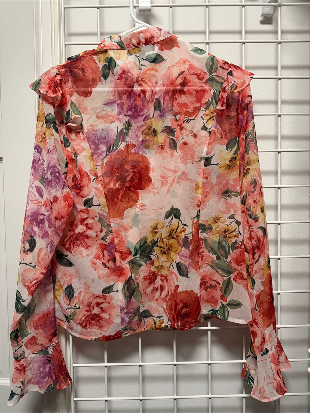 Lulu's Multicolor Floral Ruffle Button-Front Blouse - Picture 5 of 5